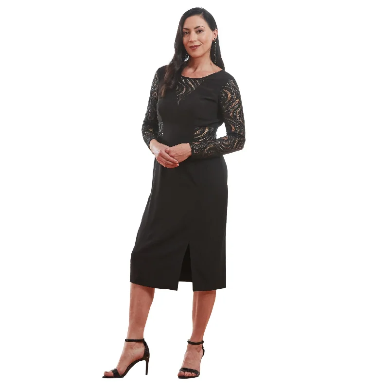 J. Peterman Women's Lace Cut-Out Silk Dress - Black Lace Dress Day