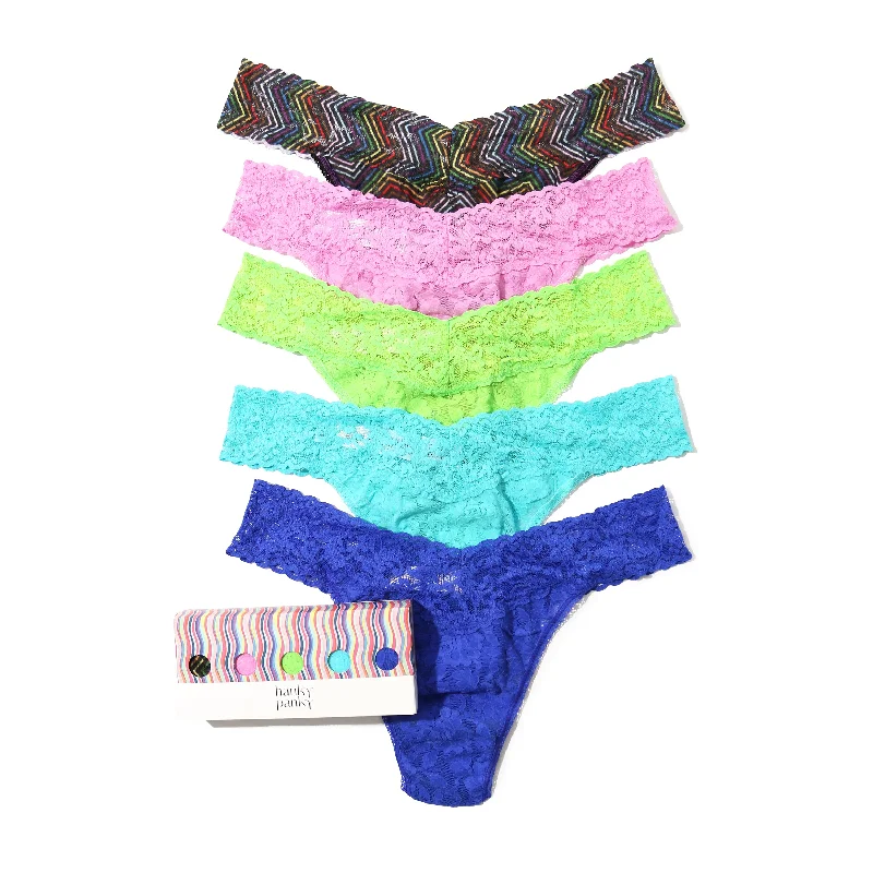 5-Pack Signature Lace Original Rise Thong | Up All Night Multi Lace Party Dress