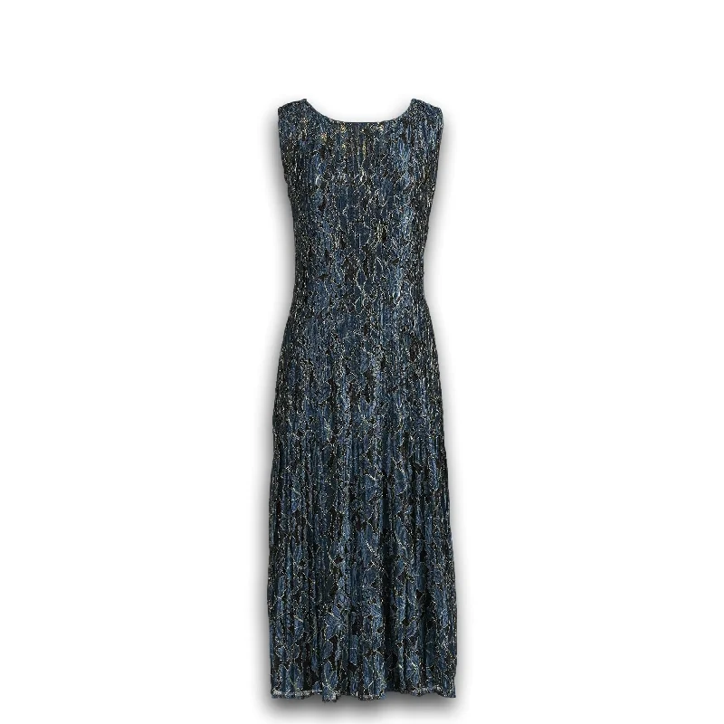 J. Peterman Women's Vintage Lace Pleated Dress - Blue Simple Lace Gown