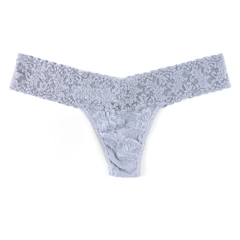 Signature Lace Low Rise Thong | Shining Armor Grey Lace Dress Design