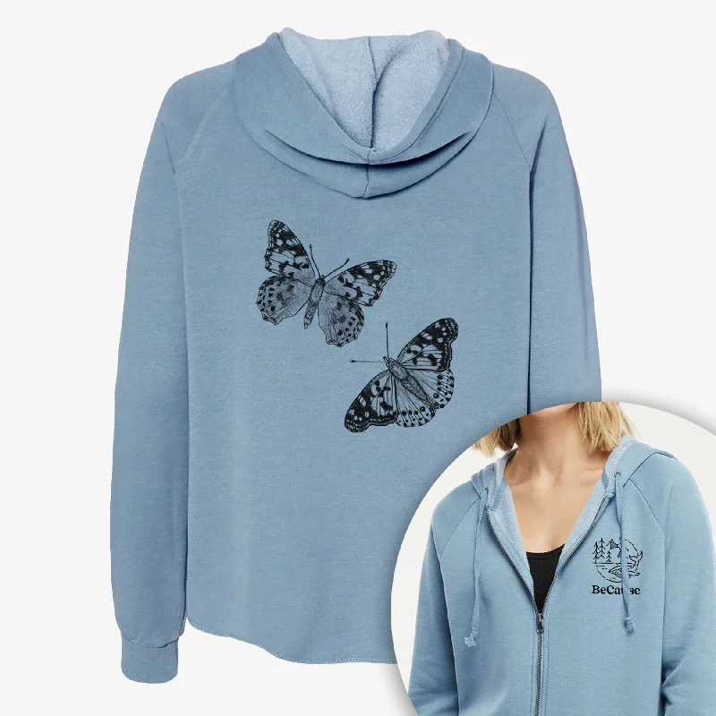 Painted Lady Butterflies - Women's Cali Wave Zip-Up Sweatshirt Casual Women’s Hoodies