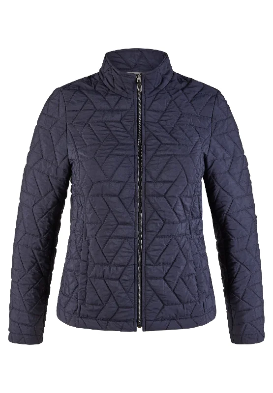 Rabe Quilted Zip Up Jacket, Navy Women's running jackets