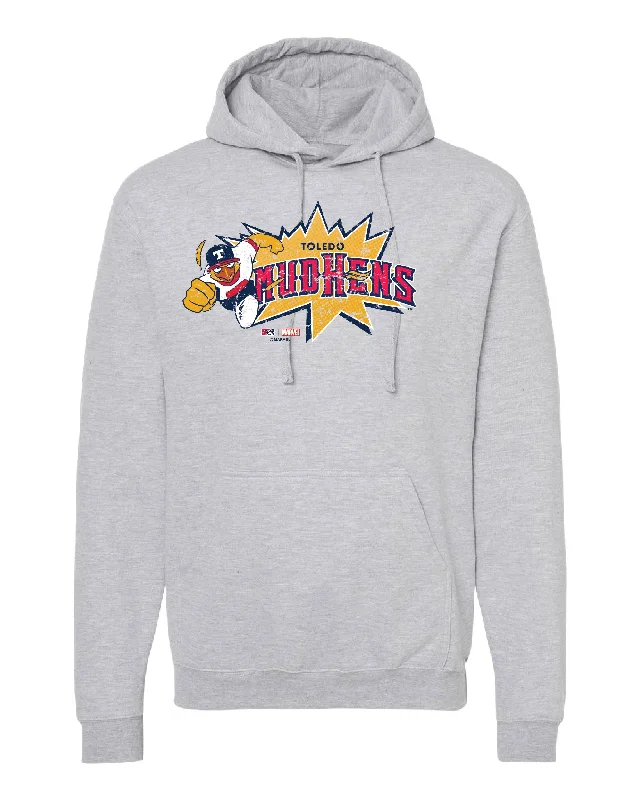 Toledo Mud Hens Marvel's Defenders of the Diamond Adult Burst Hood Relaxed Fit Hoodie