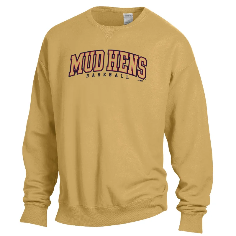 Toledo Mud Hens Gold Hens Comfort Wash Crewneck Sweatshirt Stylish Pullover Hoodie