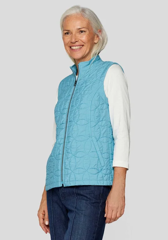 Rabe Geo Stitch Zip Through Gilet, Blue Women's work jackets