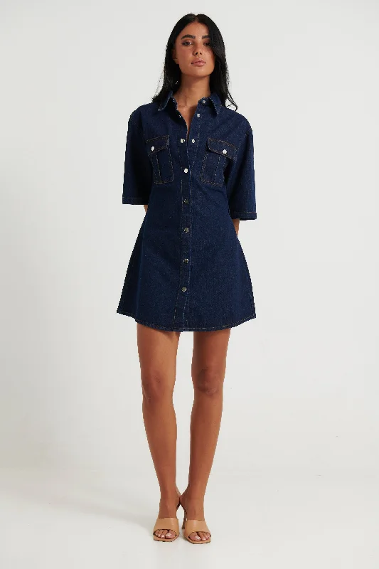 Kaneisha Denim Dress Dark Denim