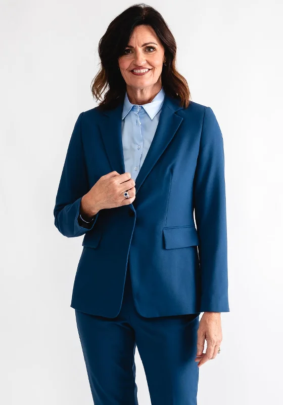 Gerry Weber Single Breasted Blazer, Denim Blue Women's stylish jackets