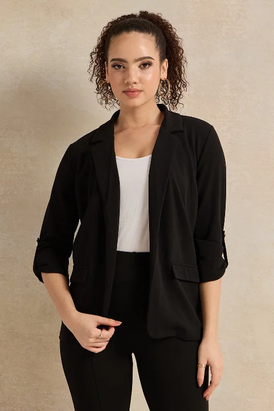 Women Black Rolled Up Sleeve Blazer Women's Gucci jackets