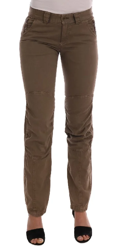 Chic Brown Casual Cotton Pants