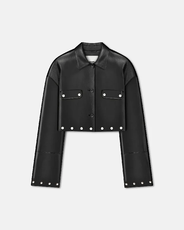 Kassie - Studded Okobor™ Alt-Leather Shirt - Black Women's Zara jackets