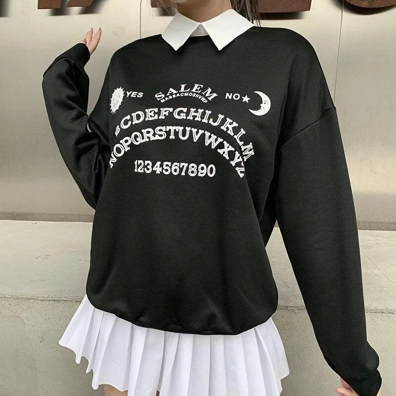 Dark Academia Letter Print Sweatshirt Warm Sweatshirt Designs