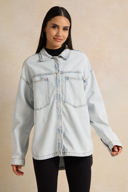 Women Blue Oversize Denim Jacket Women's elegant jackets