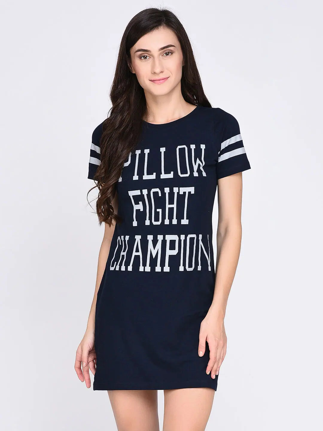 Rigo Women Navy Slogan Print Night Dress Sexy pajama sets