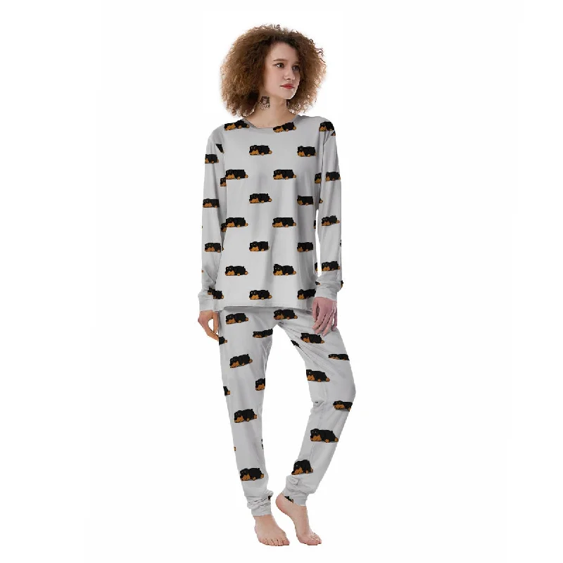 Rottweiler Sleeping Print Pattern Women's Pajamas Postpartum pajama sets