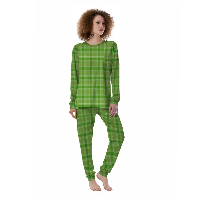 Saint Patrick's Day Shamrock Plaid Print Pattern Women's Pajamas Cute pajama sets