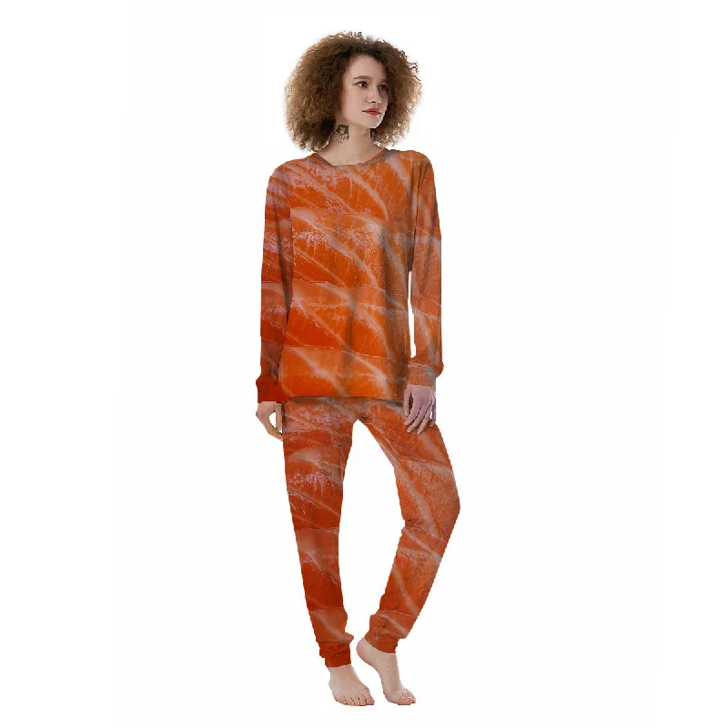 Salmon Print Women's Pajamas Velvet pajama sets