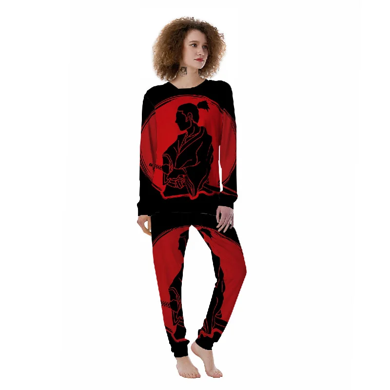 Samurai Red Sunset Print Women's Pajamas Best-selling pajama sets 2024