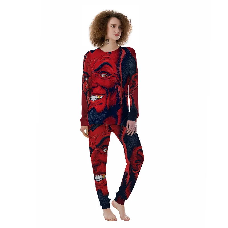 Satan Red Devil Print Women's Pajamas Pajama sets with pockets