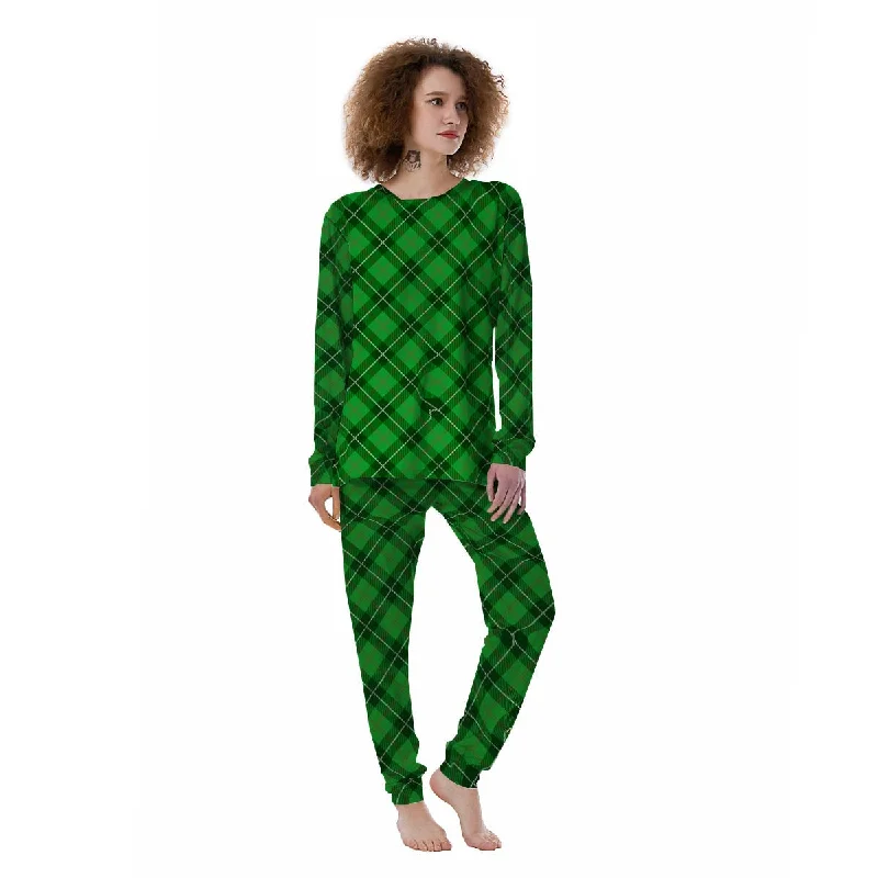 Scottish Plaid Saint Patrick's Day Print Pattern Women's Pajamas Best pajama sets for cold weather