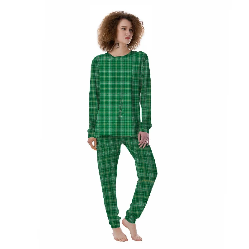 Scottish Plaid St. Patrick's Day Print Pattern Women's Pajamas Pajama sets under $50