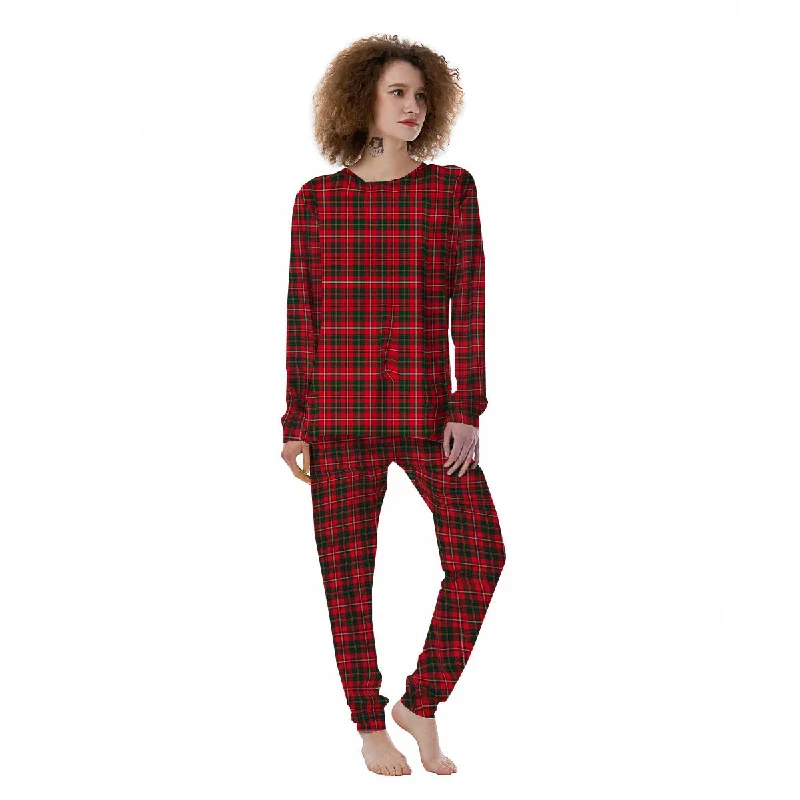 Scottish Tartan Green And Red Print Women's Pajamas Expensive pajama sets