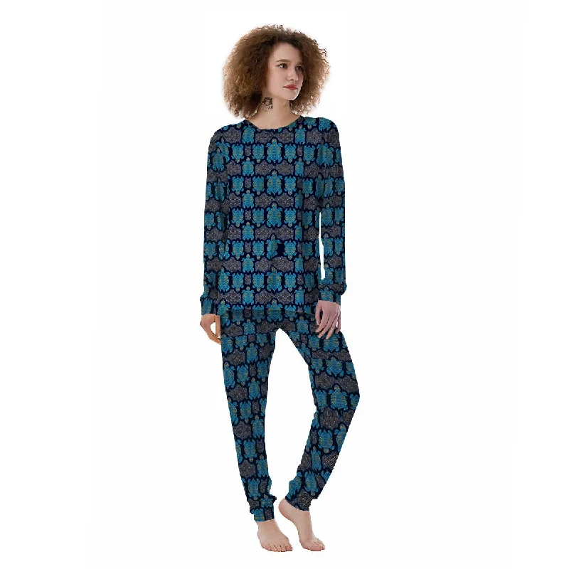 Sea Turtle Retro Print Pattern Women's Pajamas Affordable pajama sets