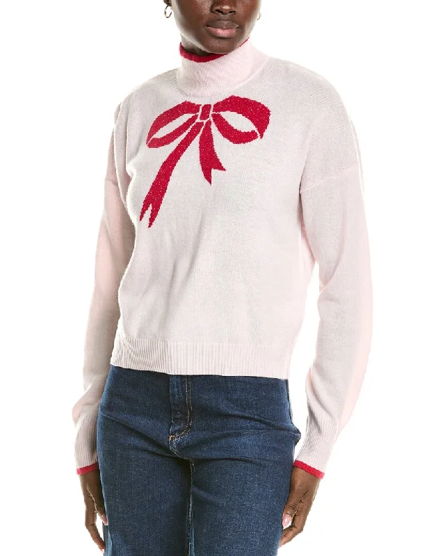 Brodie Cashmere Wool & Cashmere-Blend Lurex Bow Mock Neck Jumper Minimalist sweaters