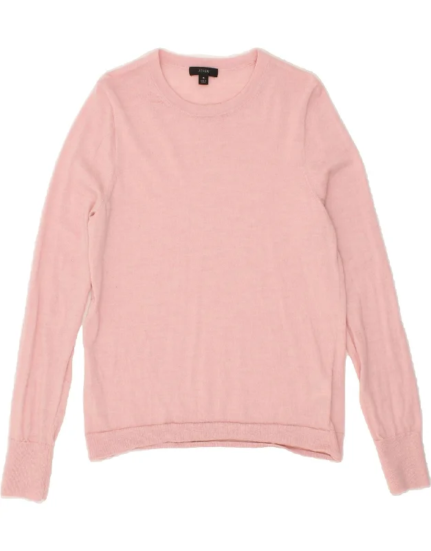 J. CREW Womens Sweatshirt Jumper UK 12 Medium Pink Merino Wool Crewneck sweaters