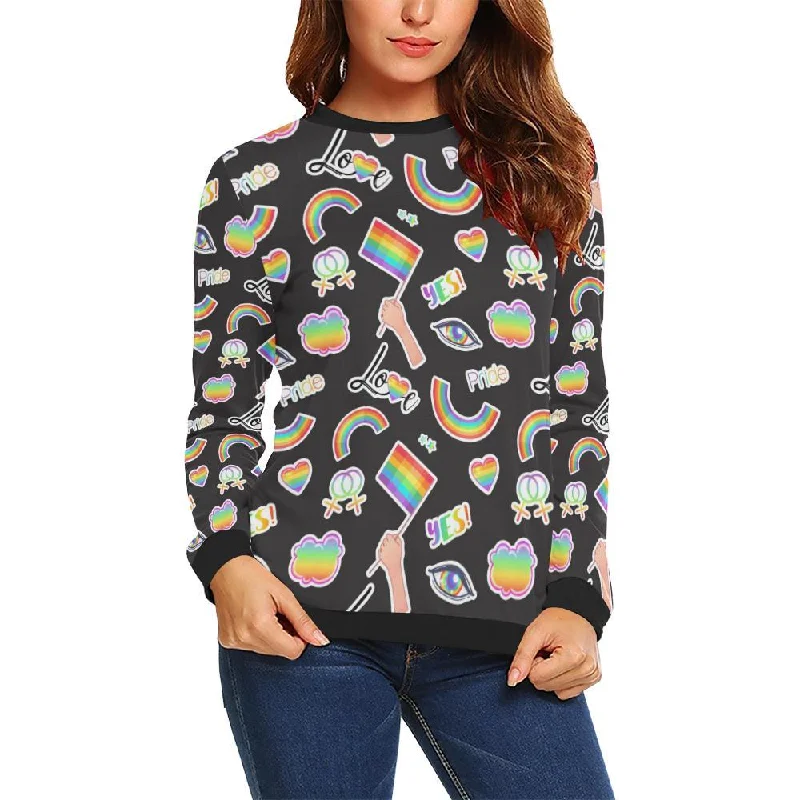 Lgbt Pride Rainbow Pattern Print Women Crewneck Sweatshirt Budget-friendly sweaters