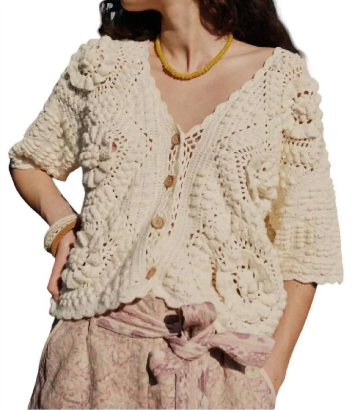 Mallyra Cardigan In Cream Date night sweaters