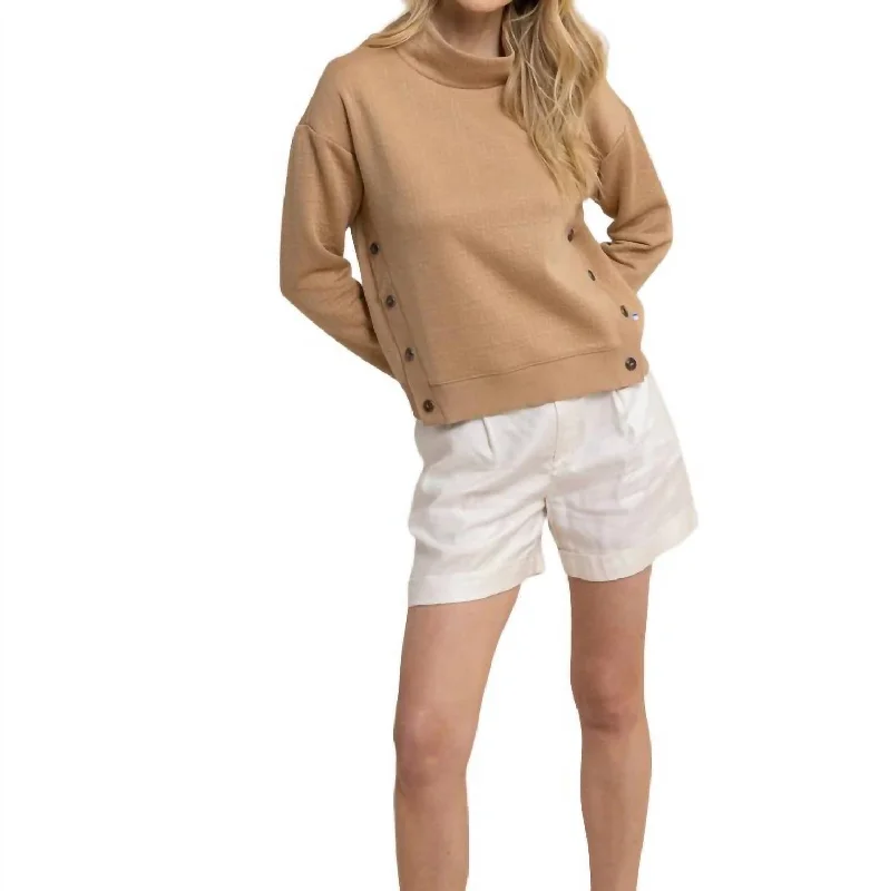 Mock Neck Sweater Top In Tannin Edgy sweaters