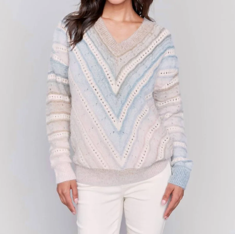 Ombre Chevron Knit Sweater In Frost Affordable sweaters