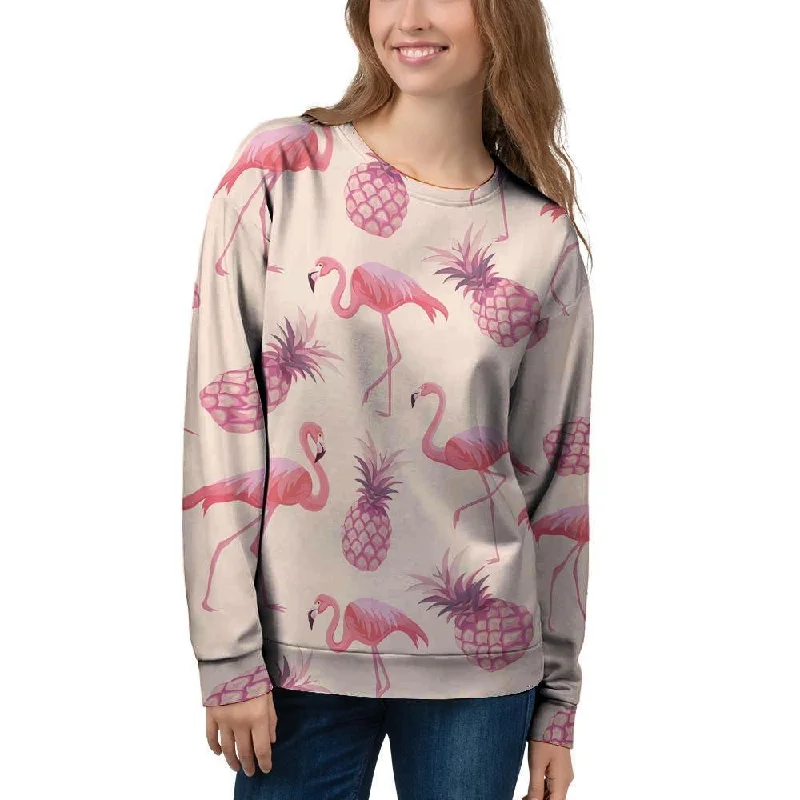 Pineapple Flamingo Print Women's Sweatshirt Chunky knit sweaters