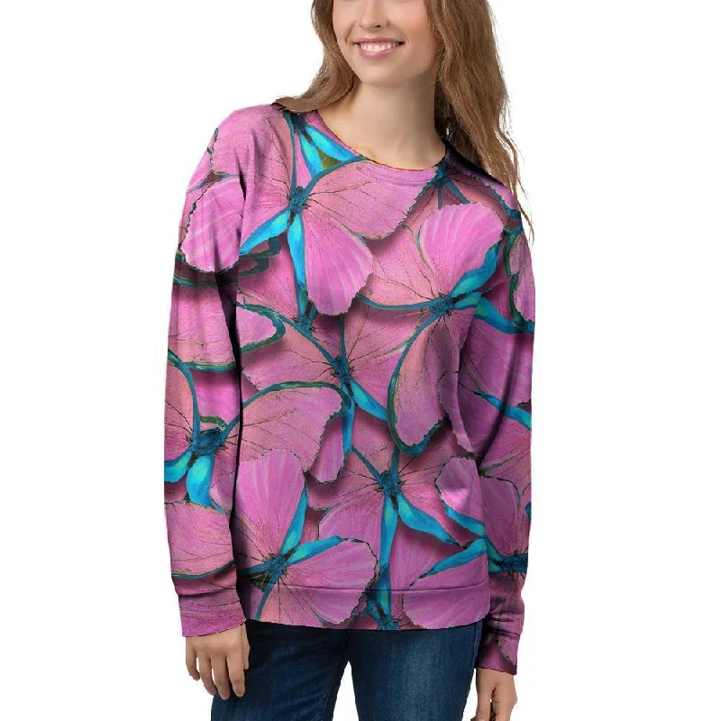 Pink And Blue Butterfly Print Women's Sweatshirt Kids' sweaters