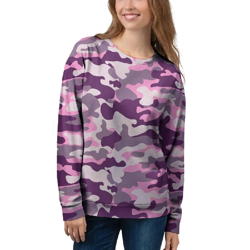 Pink Camouflage Print Women's Sweatshirt Thanksgiving sweaters