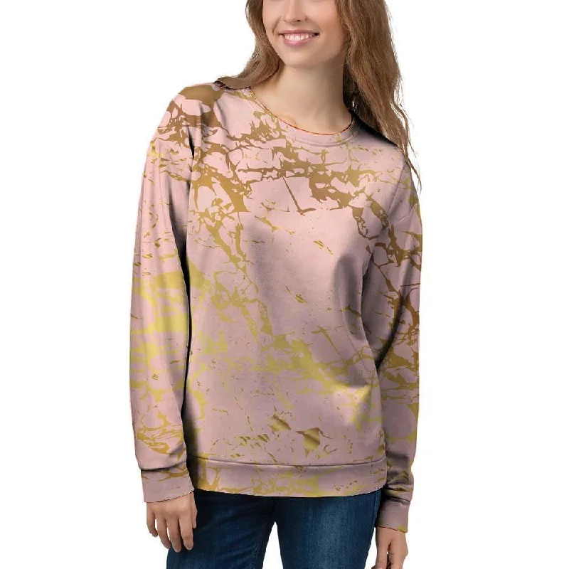 Pink Gold Marble Women's Sweatshirt Boho-style sweaters