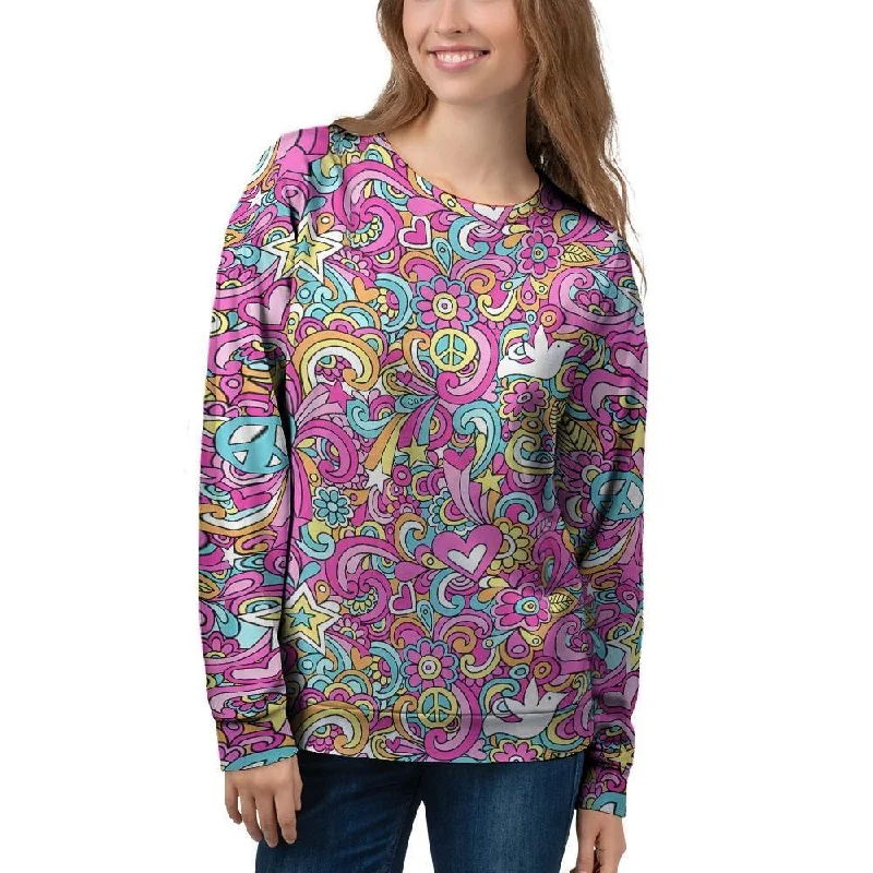 Pink Hippie Psychedelic Women's Sweatshirt Layering sweaters