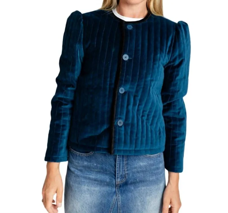 Quilted Jacket In Peacock/blue/black Weekend sweaters