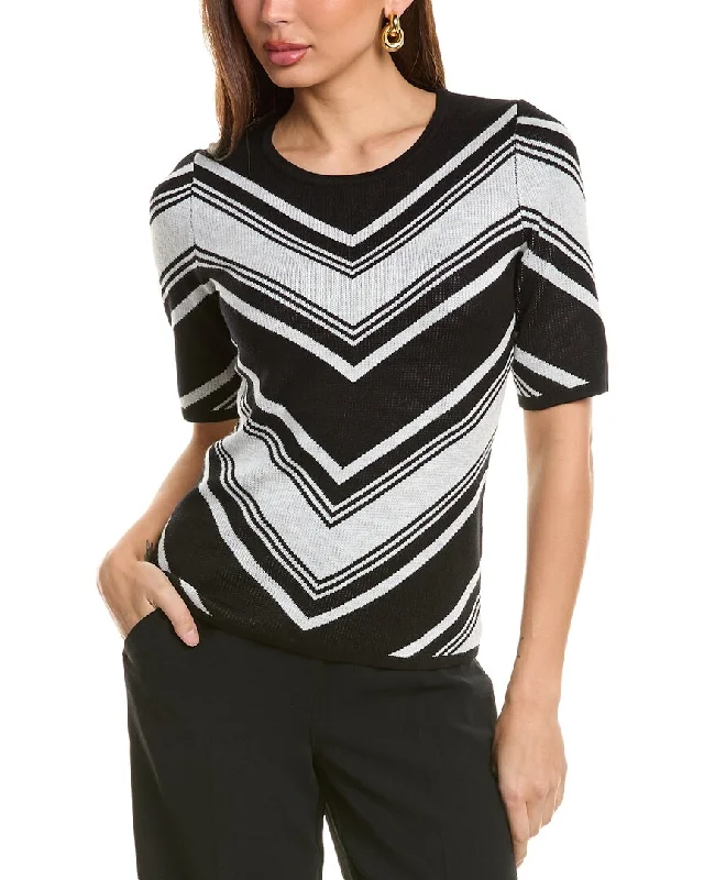 T Tahari Elbow-Sleeve Mitered Chevron Sweater Warm sweaters