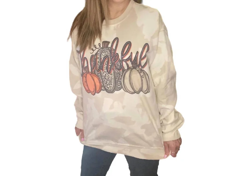 Thankful Bleached Sweatshirt In Beige Multi High-end sweaters