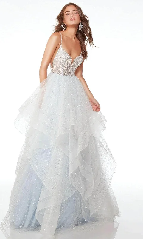 Alyce Paris 61672 - Beaded V-Neck Ruffled Ballgown Boho Wedding Gown