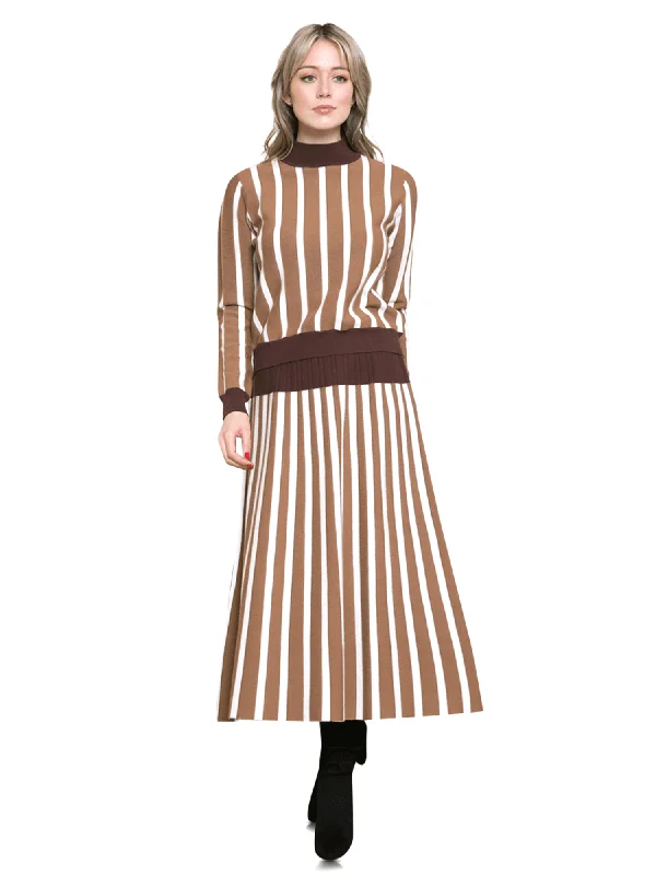 Ivee Yolk Waist Knit Striped Skirt Knitted unclassified skirts