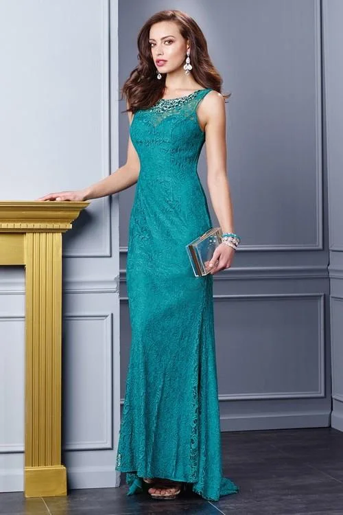 Alyce Paris Deep Scoop Back Sleeveless Lace Evening Gown 29757 - 1 pc Teal In Size 14 Available Trendy party dresses under $50