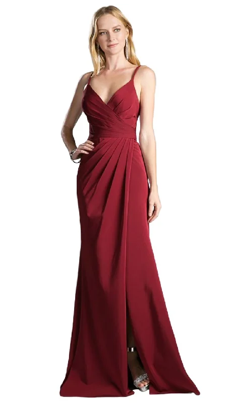 Cinderella Divine - Draped Wrap Bodice High Slit Gown KC1850  - 1 pc Tea Rose in Size 4 Available Sequin party dresses