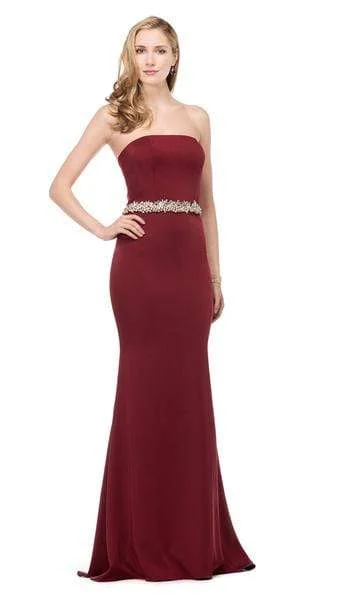 Colors Dress - Jewel Adorned Long Sheath Gown 1541 - 1 pc Royal in Size 6 and 1 pc Wine in Size 6 Available Smocked party dresses