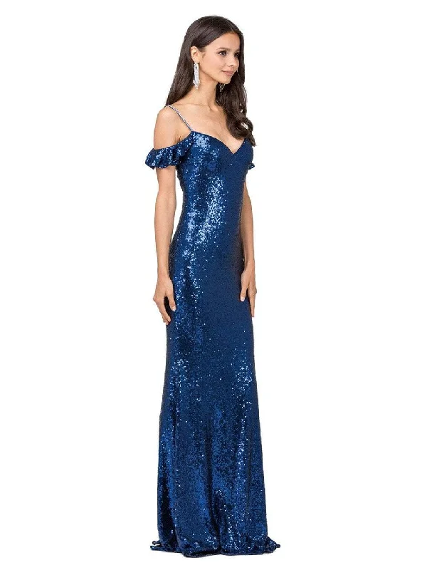 Dancing Queen Fitted Sequined Draped Straps Evening Gown - 1 pc Navy In Size M Available Summer party dresses