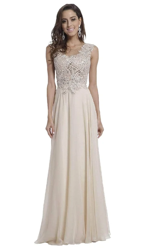 Ladivine CJ1022 - Embellished Illusion Lace Gown Tiered party dresses