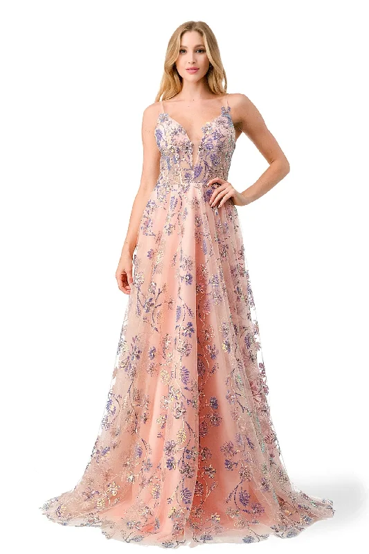 Floral Embroidered Sleeveless A-Line Gown by Coya L2794T Fashion-forward floral dresses