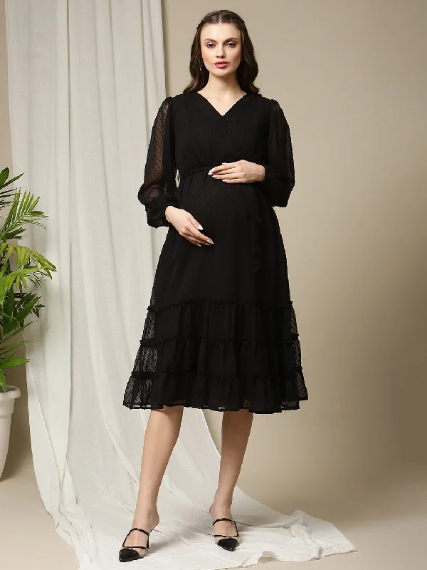 Black Tiered Feeding Dress Petite unclassified dresses