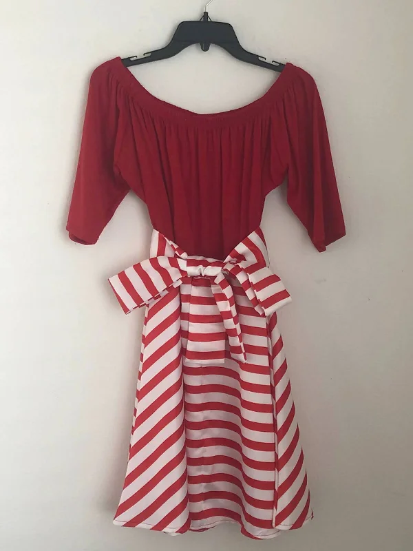 Cute stripe ribbon tie dress Floral unclassified dresses